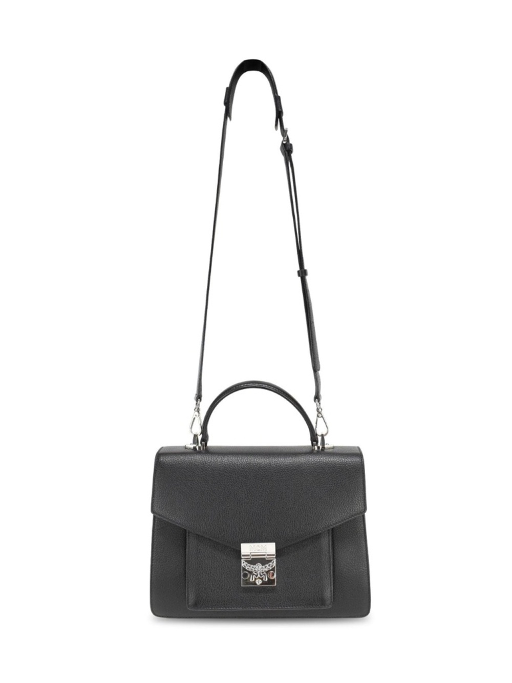 MCM Patricia Pocket Satchel in Black Grained Leather - Picture 9 of 10